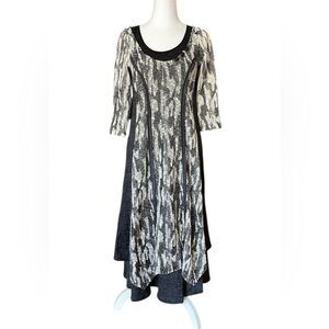 Picadilly Fashion Gothic Witchy Midi Dress Black White Layered Womens Size XS